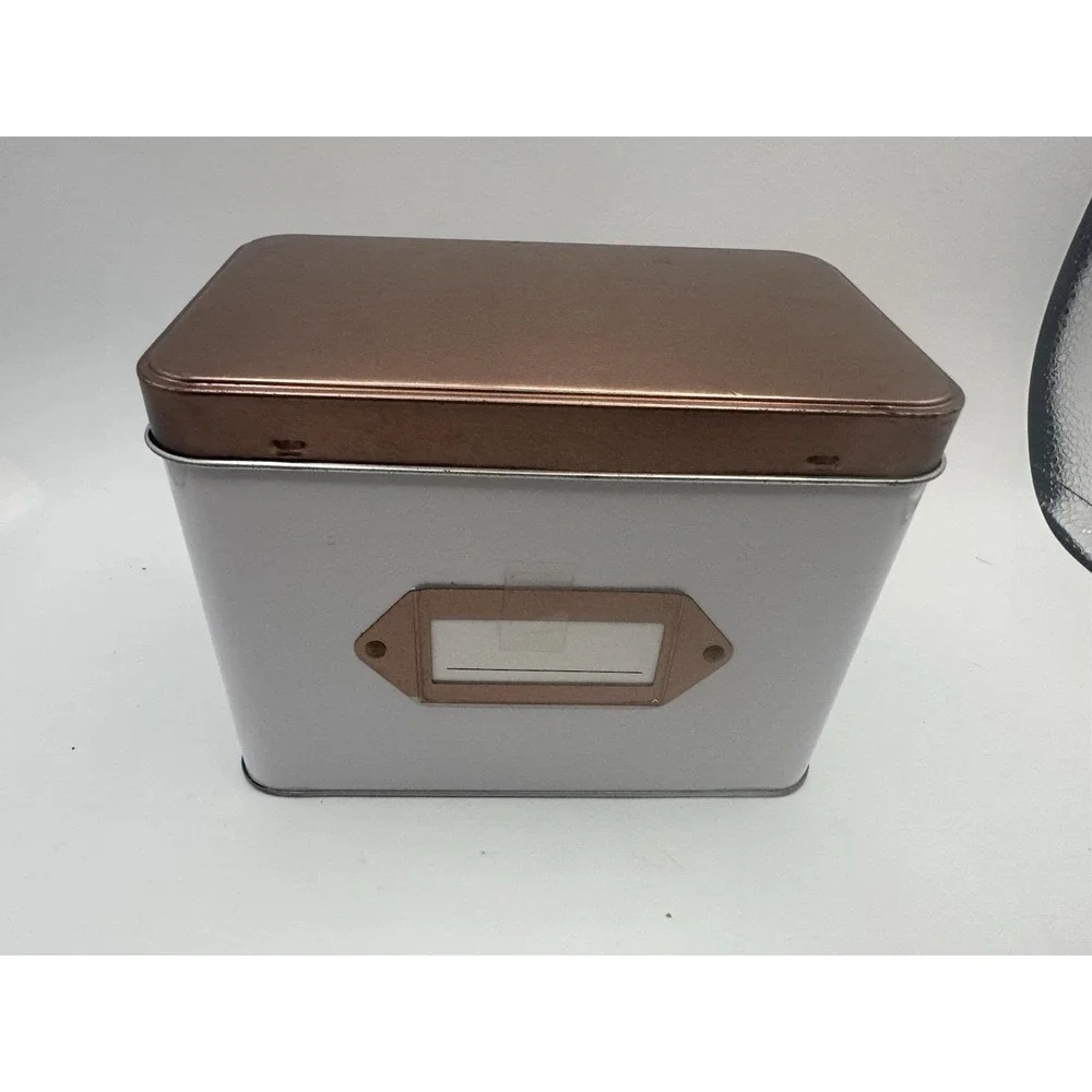 Metal Recipe Box with Cards And Dividers New